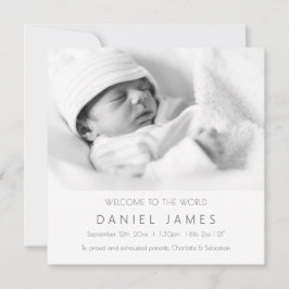 モダンベビー発表パーソナライズされた写真 招待状