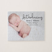 モダンベビー誕生写真のお知らせ ジグソーパズル (横)