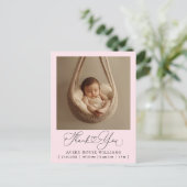 モダンベビー誕生発表写真感謝してい ポストカード (スタンド正面)