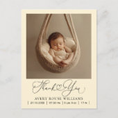 モダンベビー誕生発表写真感謝してい ポストカード (正面)