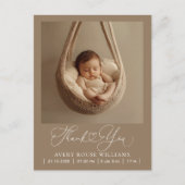 モダンベビー誕生発表写真感謝してい ポストカード (正面)