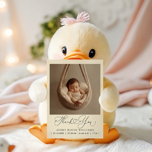 モダンベビー誕生発表写真感謝してい ポストカード