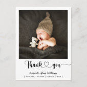 モダンベビー誕生発表写真感謝してい ポストカード (正面)