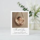 モダンベビー誕生発表写真感謝してい ポストカード (スタンド正面)