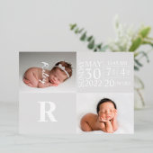 モダンベビー誕生発表郵便カード 箔招待状 (立ち正面)