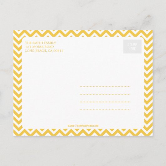 モダンベビー誕生発表 – Sunshine 案内ポストカード (裏面)