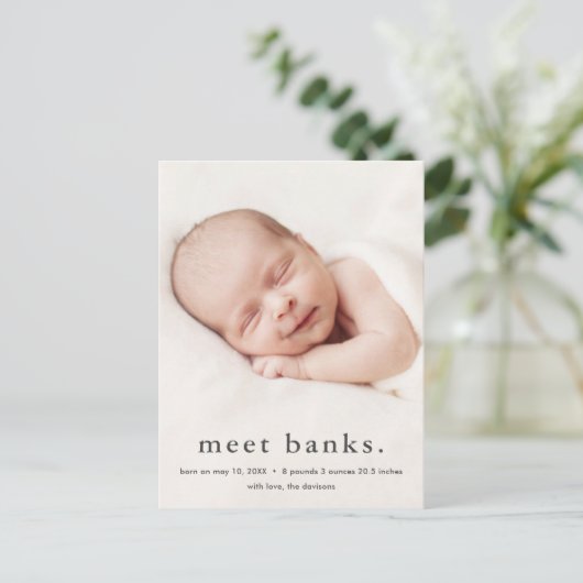 モダンベビー3フォト誕生 案内ポストカード (スタンド正面)