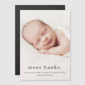 モダンベビー3写真の誕生発表 マグネット招待状 (正面/裏面)