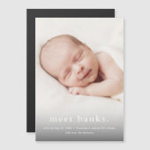 モダンベビー3写真の誕生発表 マグネット招待状 (正面/裏面)