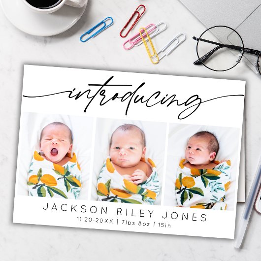 モダンベビー3生まれたばかりのフォトコラージュ カード