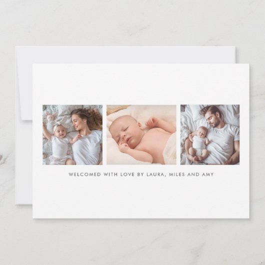 モダンベビー4フォトコラージュ誕生 案内状 (裏面)