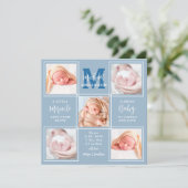 モダンベビー5パーソナライズされたフォトブルー誕生 案内状 (スタンド正面)