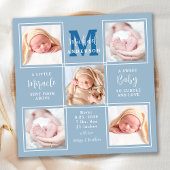 モダンベビー5パーソナライズされたフォトブルー誕生 案内状