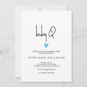 モダンベビーBBQシャワーミニブルーハート 招待状 (正面)