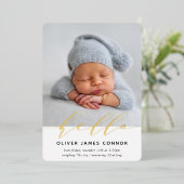 モダンベビーPHOTOエレガント hello書道Tall A 箔招待状 (立ち正面)