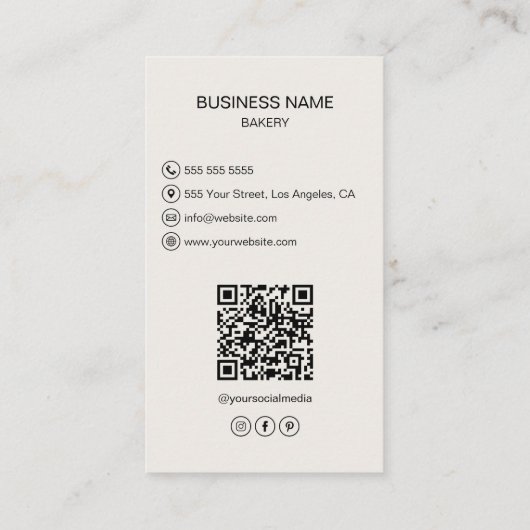 モダンベーカリーカスタム写真 名刺 (裏面)