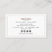 モダンベーカリーシェフカテラーウォーター転がカラーのピン 名刺 (裏面)