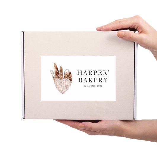 モダンベーカリープロフェッショナルロゴ 長方形シール