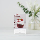 モダンベーカリー写真QRソーシャルメディアのアイコン白 名刺 (スタンド正面)