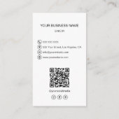 モダンベーカリー写真QRソーシャルメディアのアイコン白 名刺 (裏面)