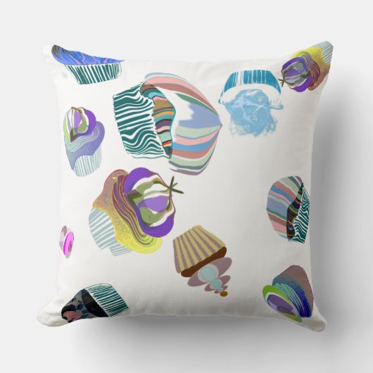 モダンベーカーズミニマルブルーティール（緑がかった色）グリーンカップケーキ クッション (正面)