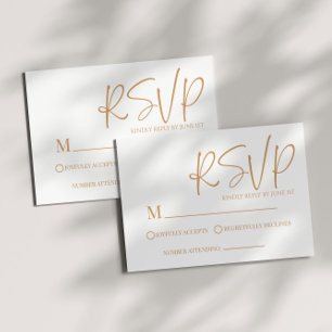 モダンベージュボホミニマルシンプル結婚式RSVPカード 出欠カード