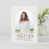 モダンベージュ幾何学写真アーチ卒業式annou 案内状 (スタンド正面)