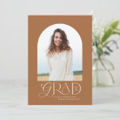 モダンベージュ幾何学写真アーチ卒業式annou 案内状 (スタンド正面)