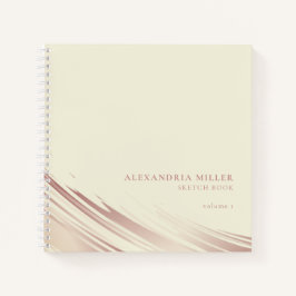 モダンベージュ色&ピンクスケッパーソナライズされたチブック ノートブック