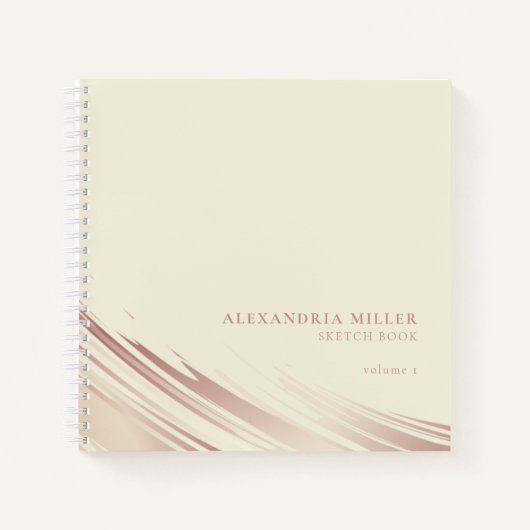 モダンベージュ色&ピンクスケッパーソナライズされたチブック ノートブック (正面)