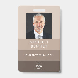 モダンベージュ茶企業の色写真ID バッジ