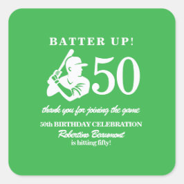 モダンベースボールプレイヤーの50歳の誕生日 スクエアシール