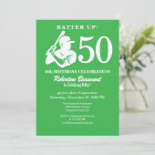 モダンベースボールプレーヤー メンズ 50歳の誕生日 招待状 (スタンド正面)