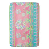 モダンペイズリーストライプダンデリオンフローラBOHOシック バスマット (正面縦)