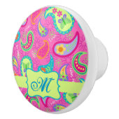 モダンペイズリーホットピンクモノグラパーソナライズされたム セラミックノブ (右)