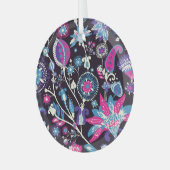 モダンペイズリー:伝統的東洋模様。 ガラスオーナメント (正面左)