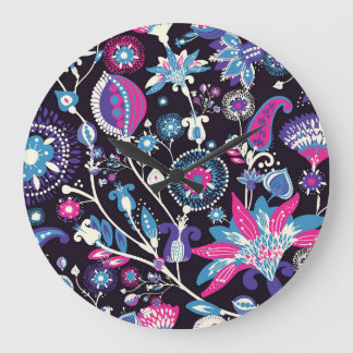 モダンペイズリー:伝統的東洋模様。 ラージ壁時計