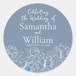 モダンペリウィンクルブルーボホフローラ結婚ズ ラウンドシール