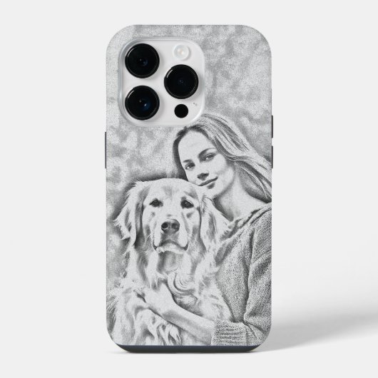 モダンペンシル描きの犬ママ 犬好きiPhoneケース iPhoneケース (裏面)