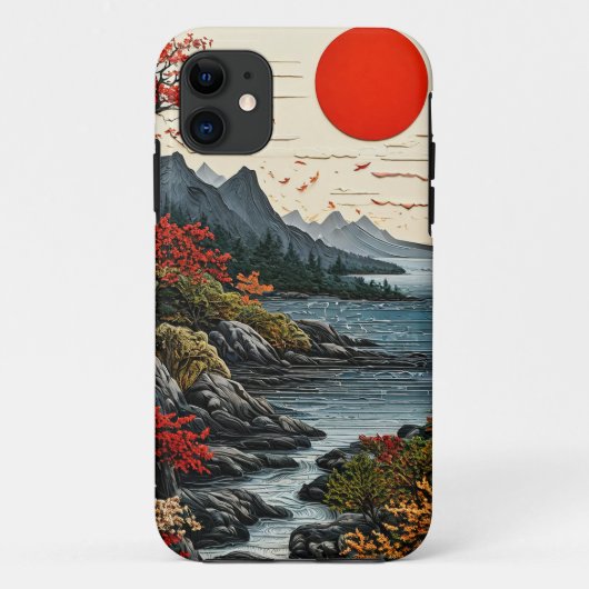 モダンペーパーアートの山と森 Case-Mate iPhoneケース (裏面)