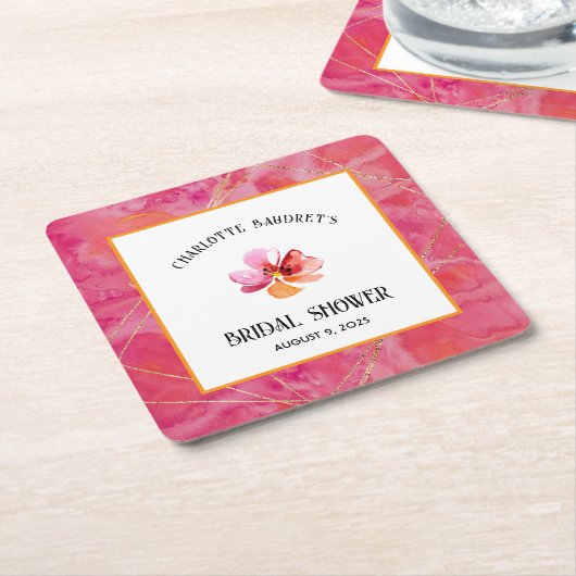 モダンホットカラー スクエアペーパーコースター (アングル)