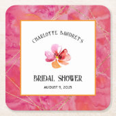 モダンホットカラー スクエアペーパーコースター (正面)