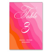 モダンホットピンクとオレンジの水彩表番号 テーブルナンバー (正面)