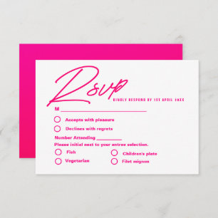 モダンホットピンクカラフル結婚トレンディー 出欠カード
