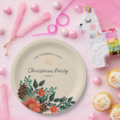 モダンホリデーの葉の緑のクリスマスパーティー ペーパープレート (パーティー)