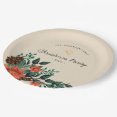 モダンホリデーの葉の緑のクリスマスパーティー ペーパープレート (アングル)