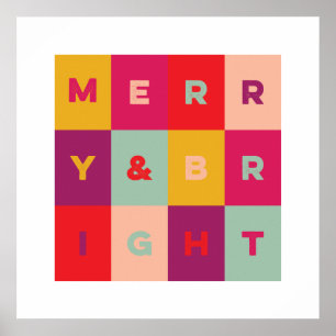 モダンホリデーアーメリートアンドブライトプリント ポスター