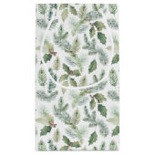 モダンホリデーウォーターカラーグリーナリークリスマス スモールペーパーバッグ (裏面)