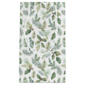 モダンホリデーウォーターカラーグリーナリークリスマス スモールペーパーバッグ (正面)