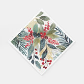 モダンホリデーウォーター色フローラクリスマス スタンダードランチョンナプキン (角)